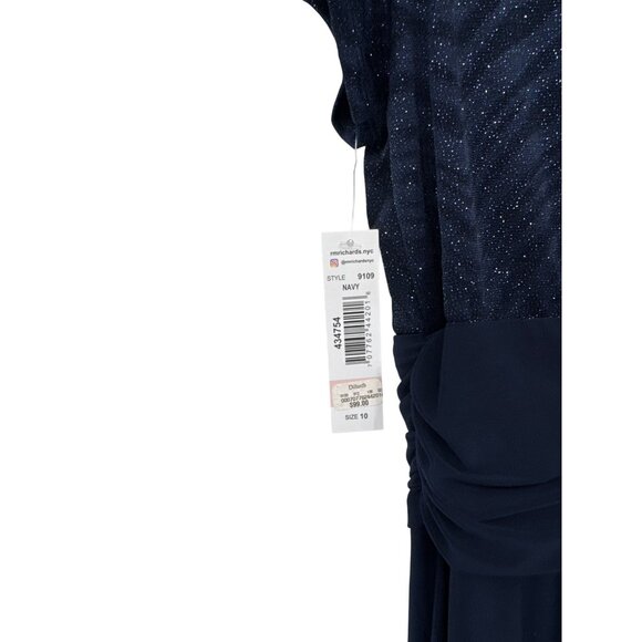 R&M Richards Womens Navy Cascade Wrap Dress Waist Sash formal size 10 new $99 - Picture 5 of 9
